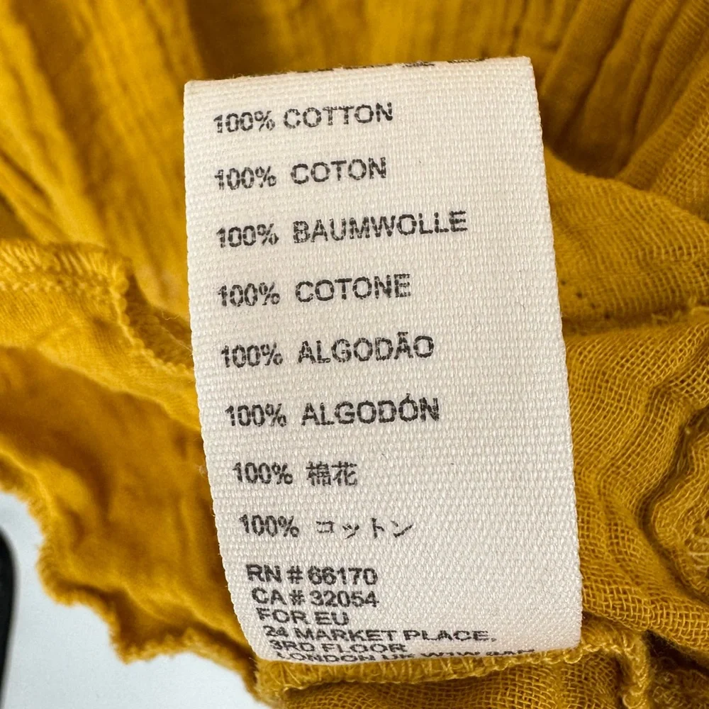 Free People Mustard Yellow Oversized Gauze Cotton Boho Tunic Top Medium‎